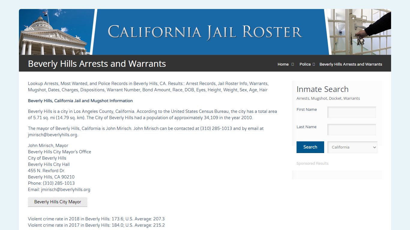 Beverly Hills Arrests and Warrants | Jail Roster Search